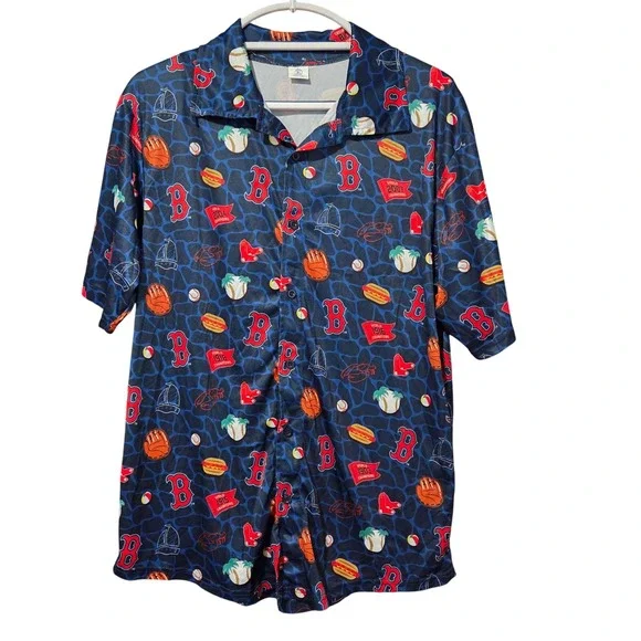 Boston Red Sox Button Down Shirt Promotional Hawiian Champions Mens Medium - Picture 2 of 7
